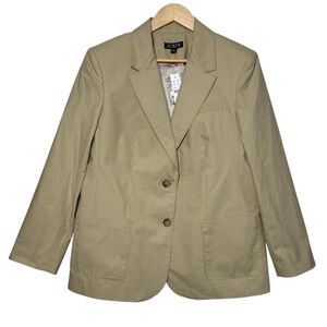 J Crew Relaxed Patch-Pocket Blazer Women 8 Cotton Linen Beige Tan Preppy Lux NWT